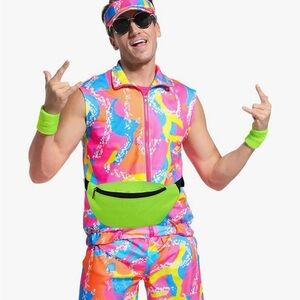 Men’s 80’s costume, Workout Costume Halloween Couples Outfits 80s 90s set XL